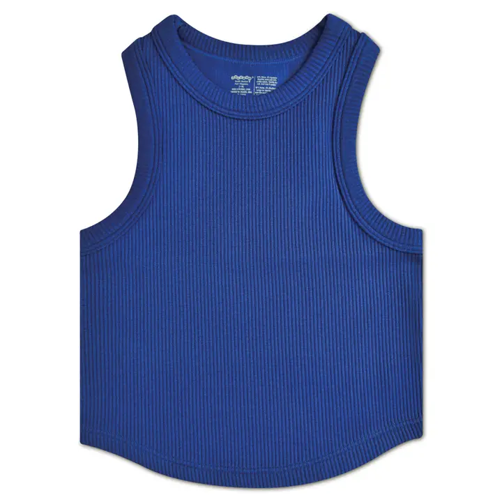 Midnight Cropped Ribbed Racerback Tank Top