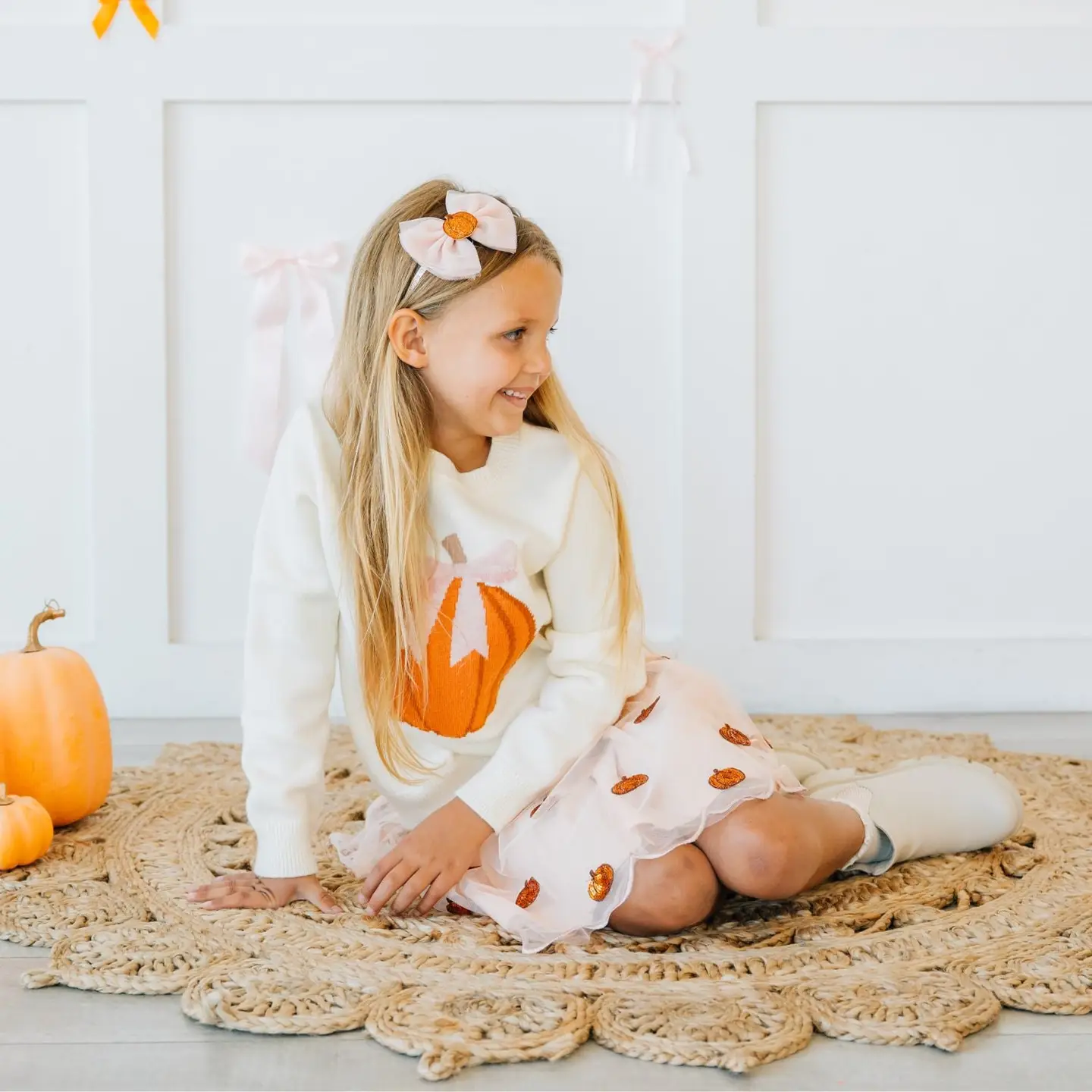 Pumpkin Tulle Bow Headband