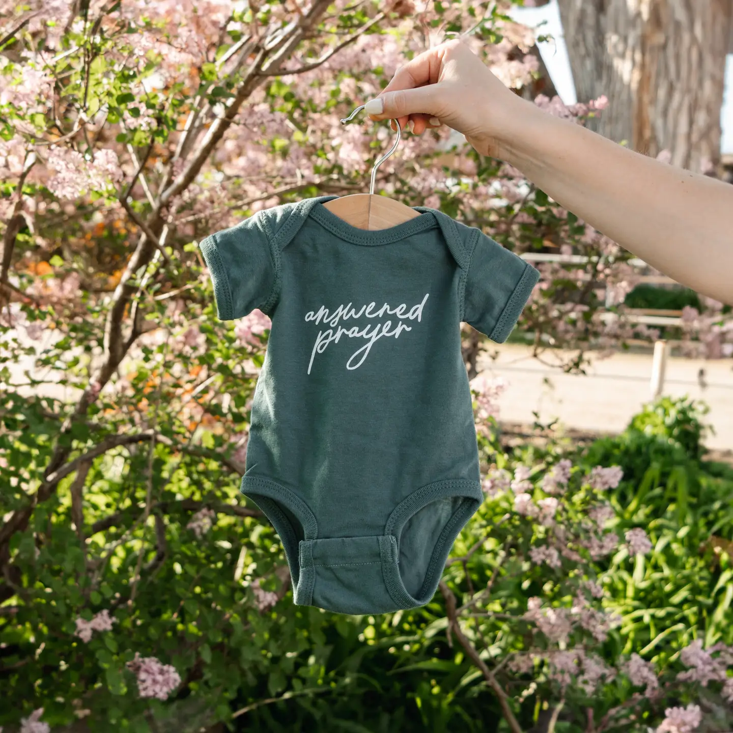 Dusty Teal 'Answered Prayer' Baby Bodysuit