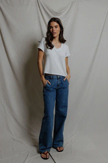 Pacific Stripe Elliot Brushed Sweater Stripe V-Neck Tee