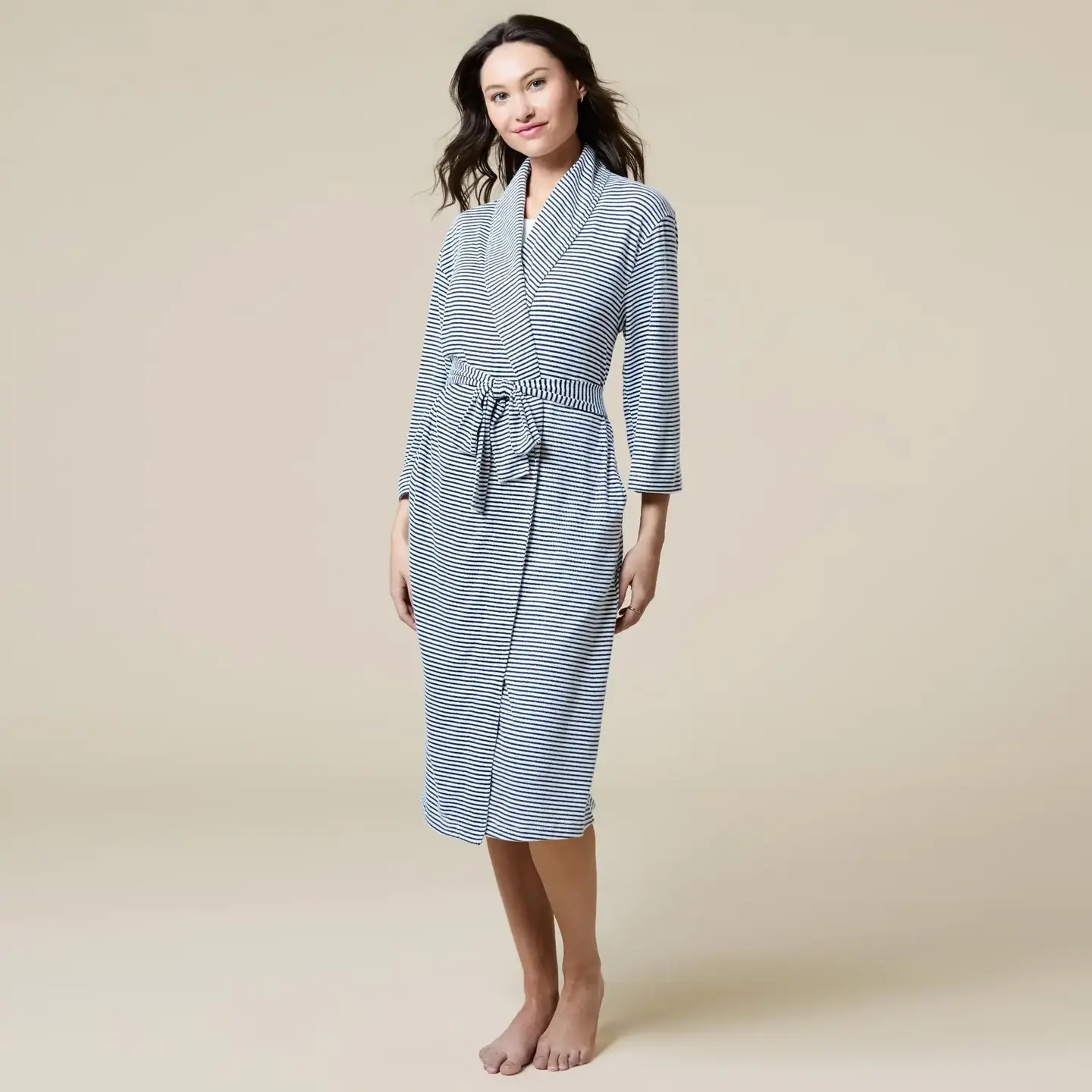 Midnight Stripe Dream Shawl Collar Robe