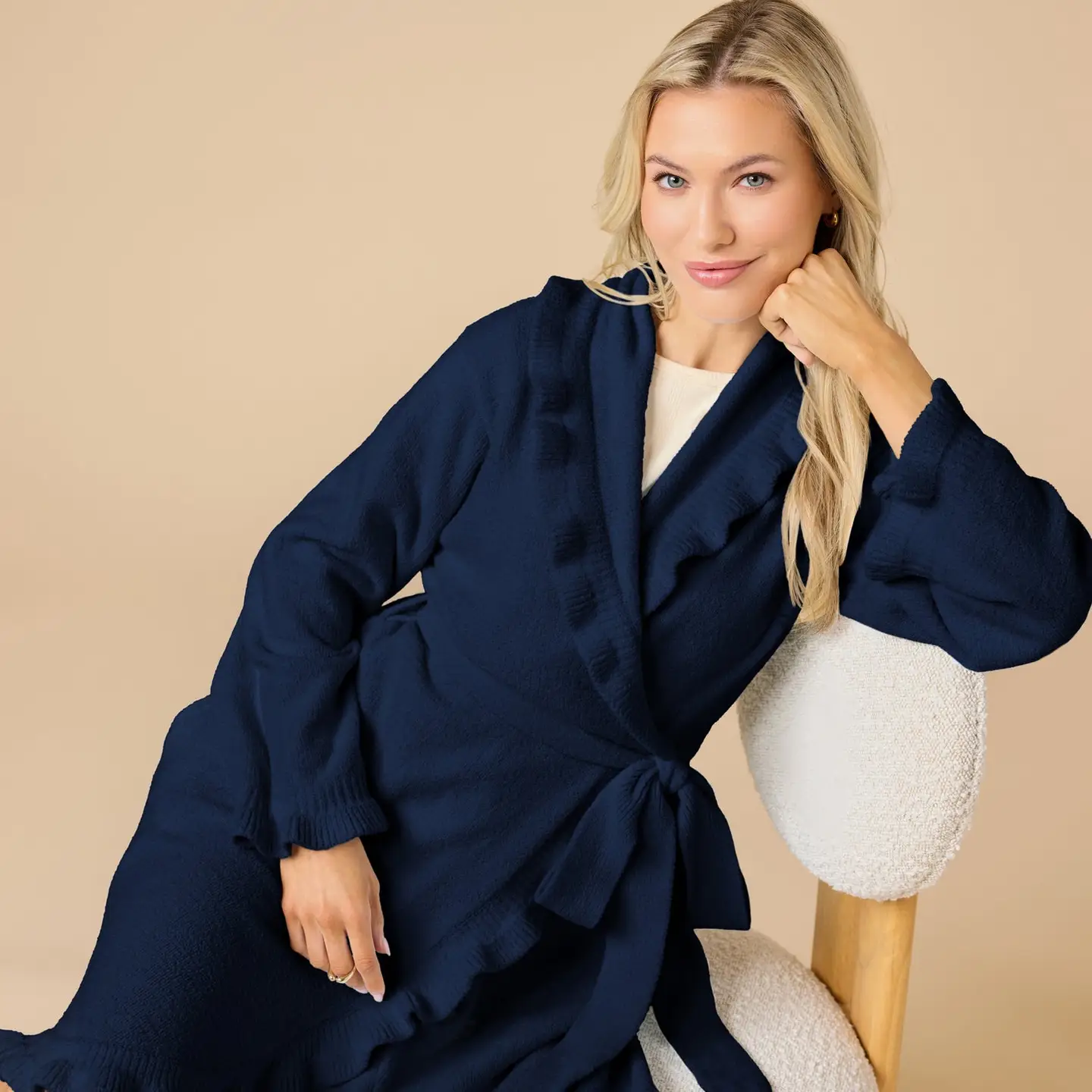 Midnight Ruffle Chenille Robe