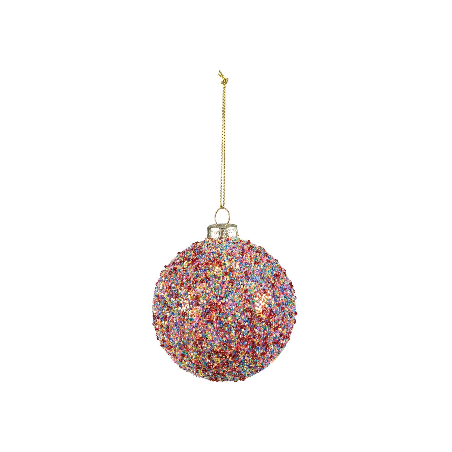 Glass Beaded Ball Ornament with Glitter