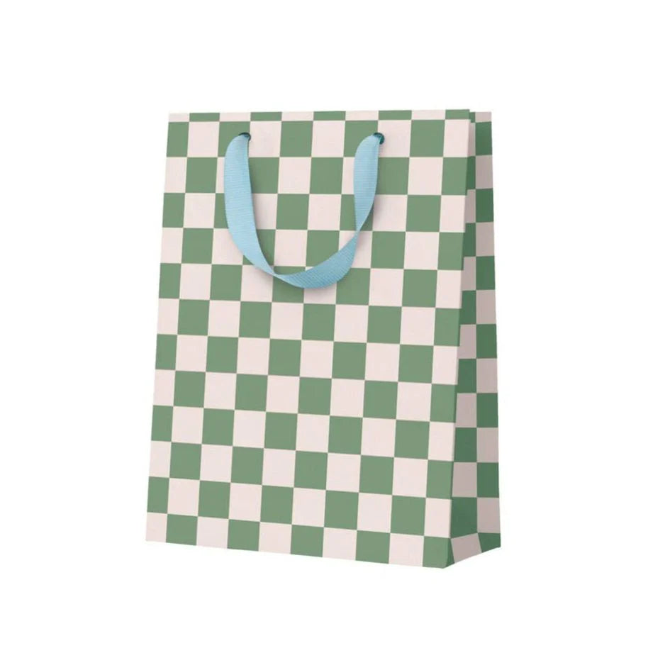 Khaki Checkerboard Gift Bag - Medium