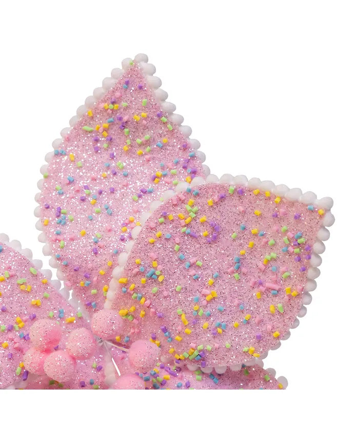 14" Soft Pink Poinsettia With Sprinkles Pick