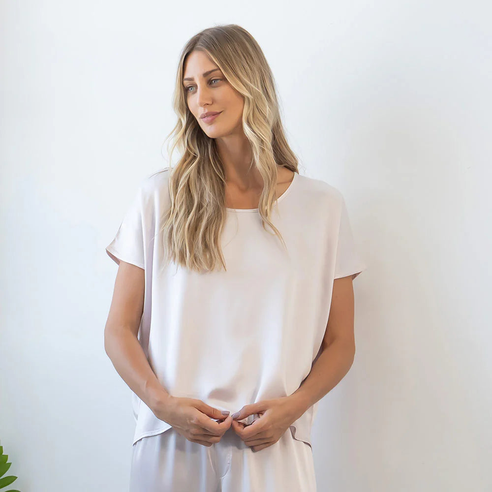 Roxxy All Satin Tee in Cloudy Mocha