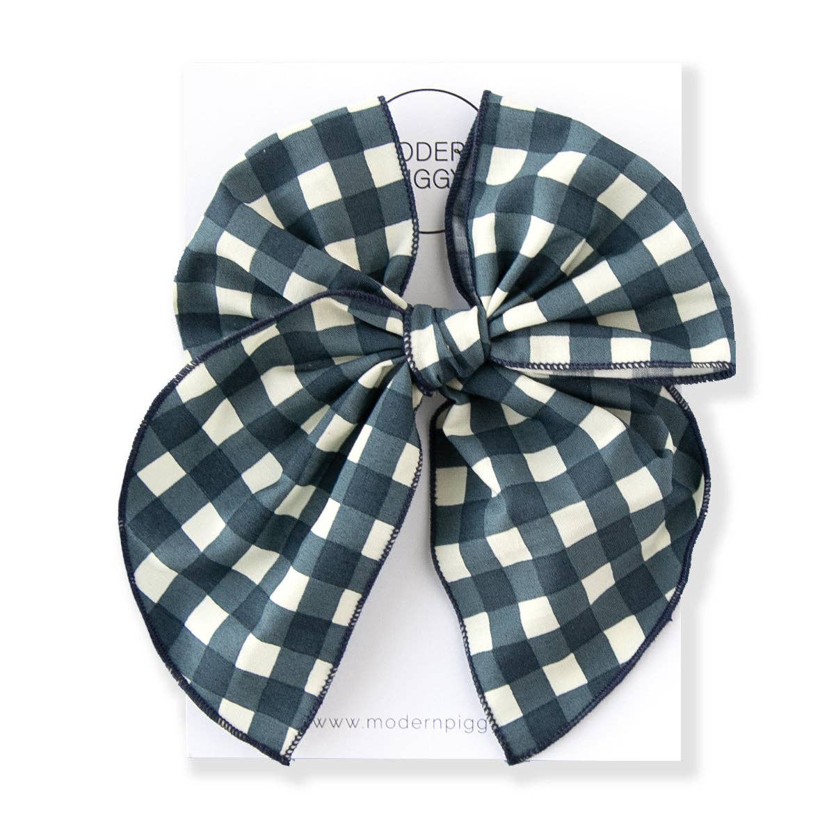 Navy Gingham Party Bow