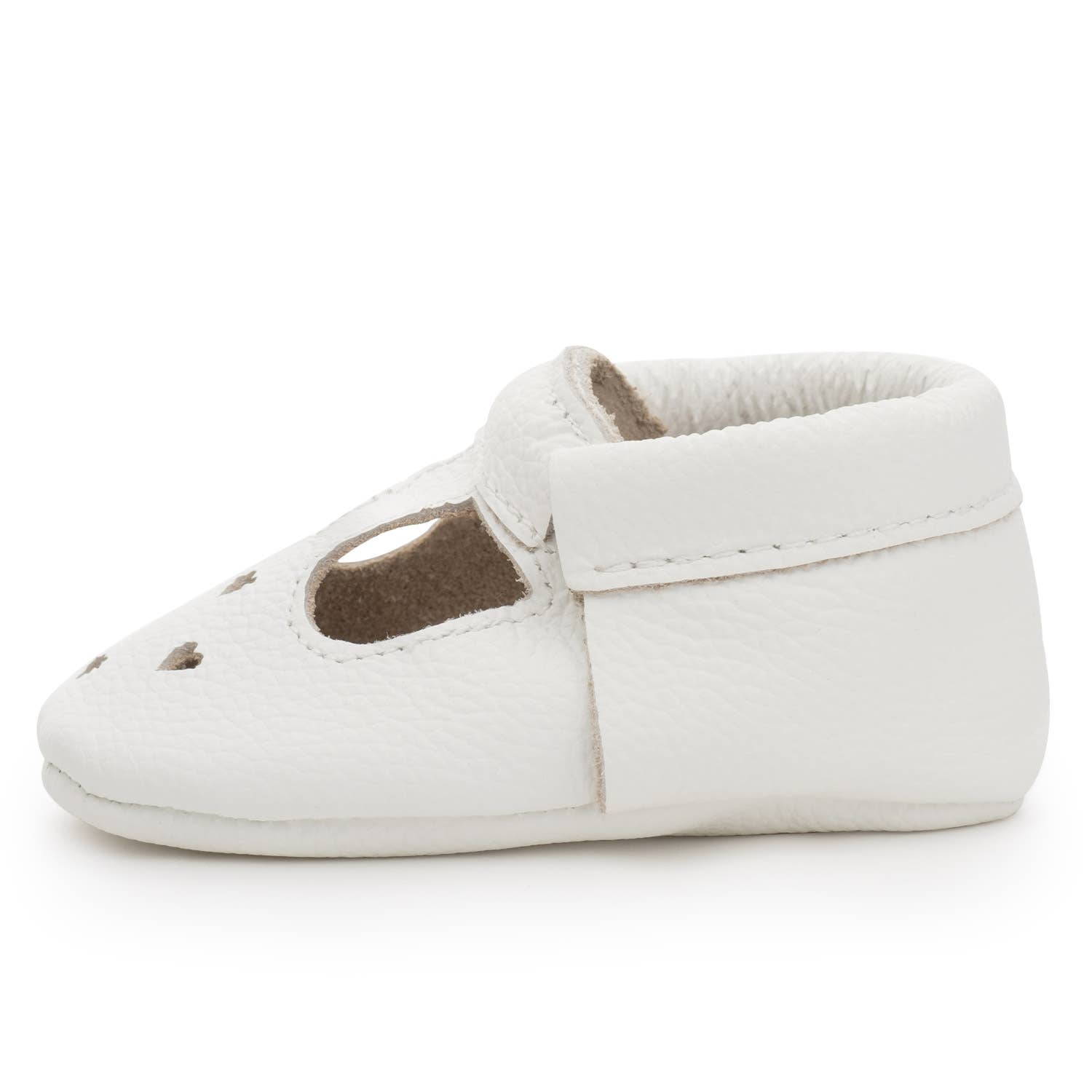 Pearl White Leather Mary Jane Baby Moccasins