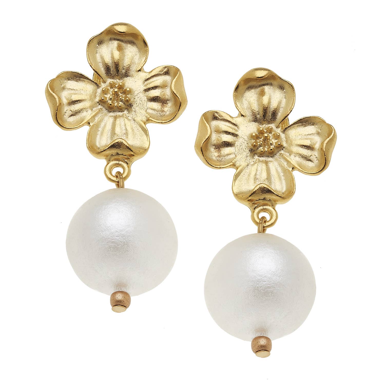 Dogwood and Cotton Pearl Earrings
