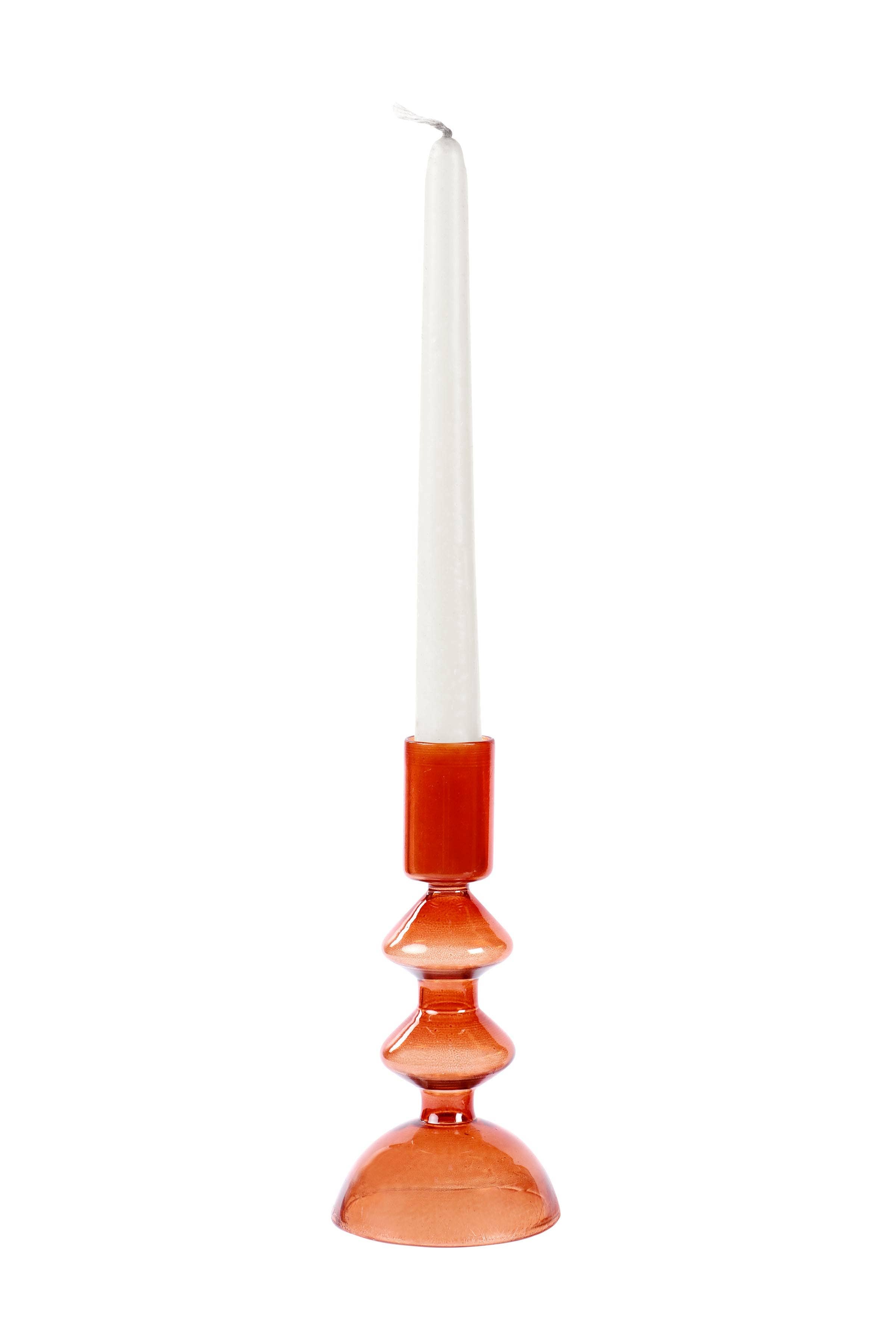 Rust Retro Glass Candle Stick Holder