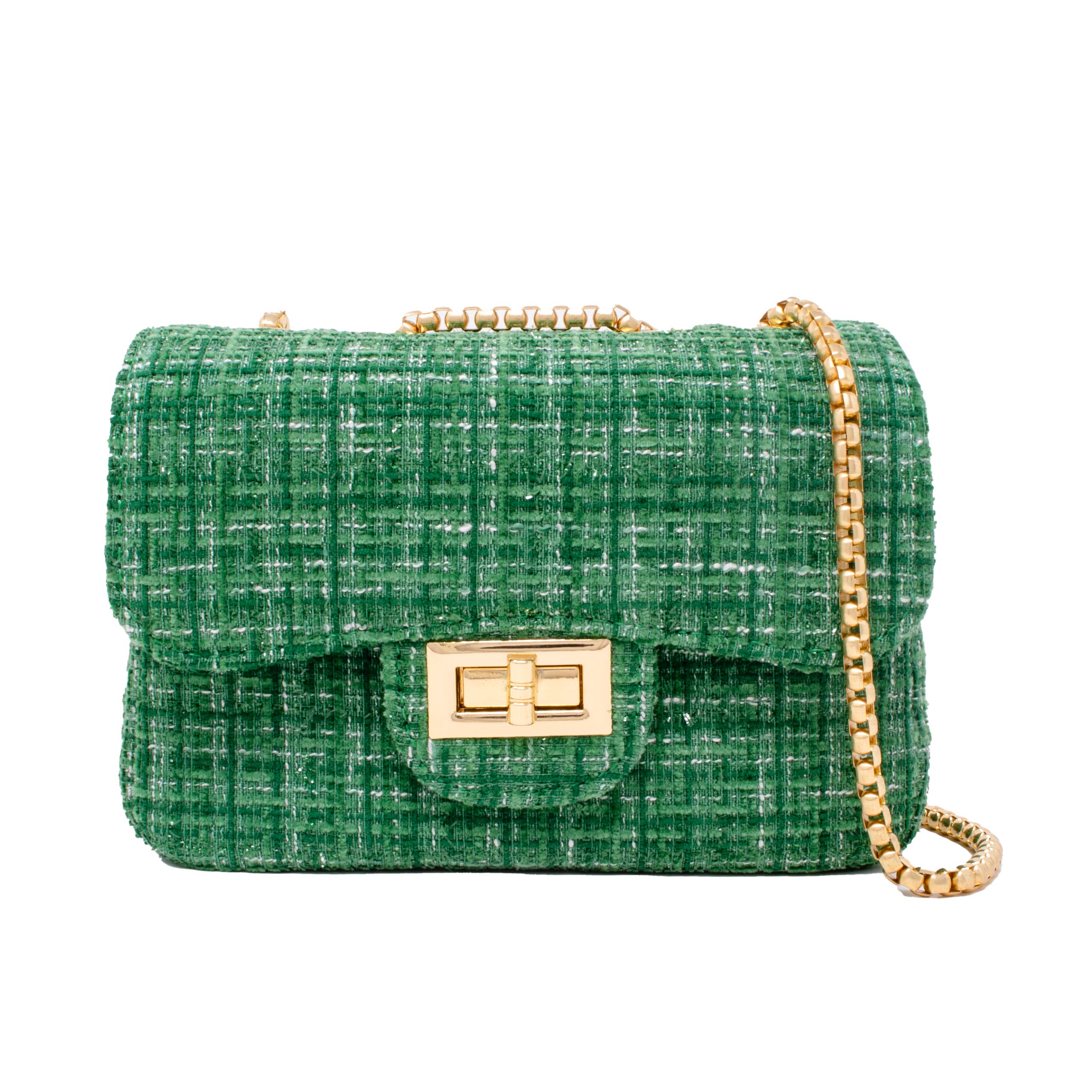 Green Classic Large Tweed Handbag
