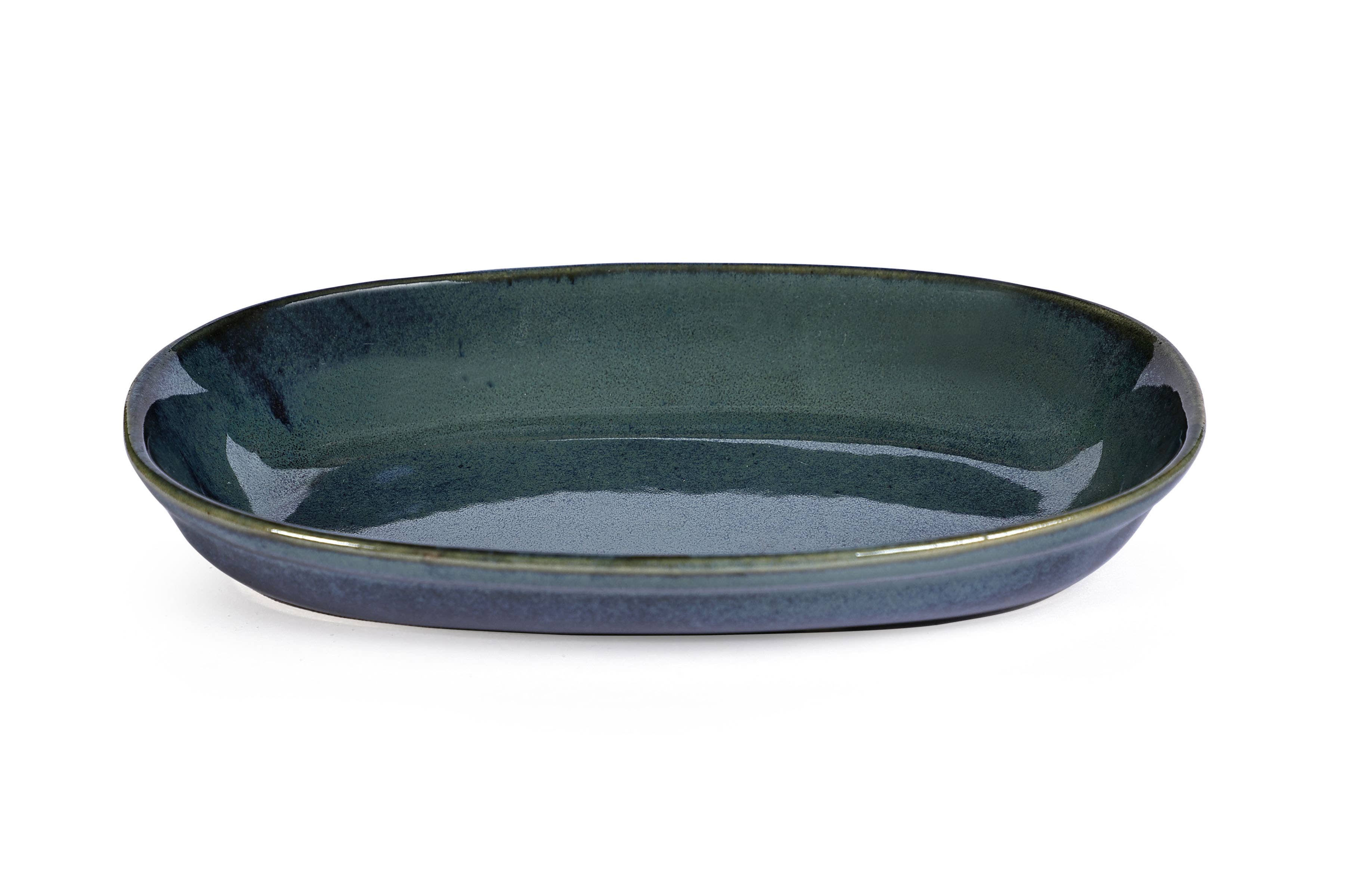 Green Ceramic Oval Platter