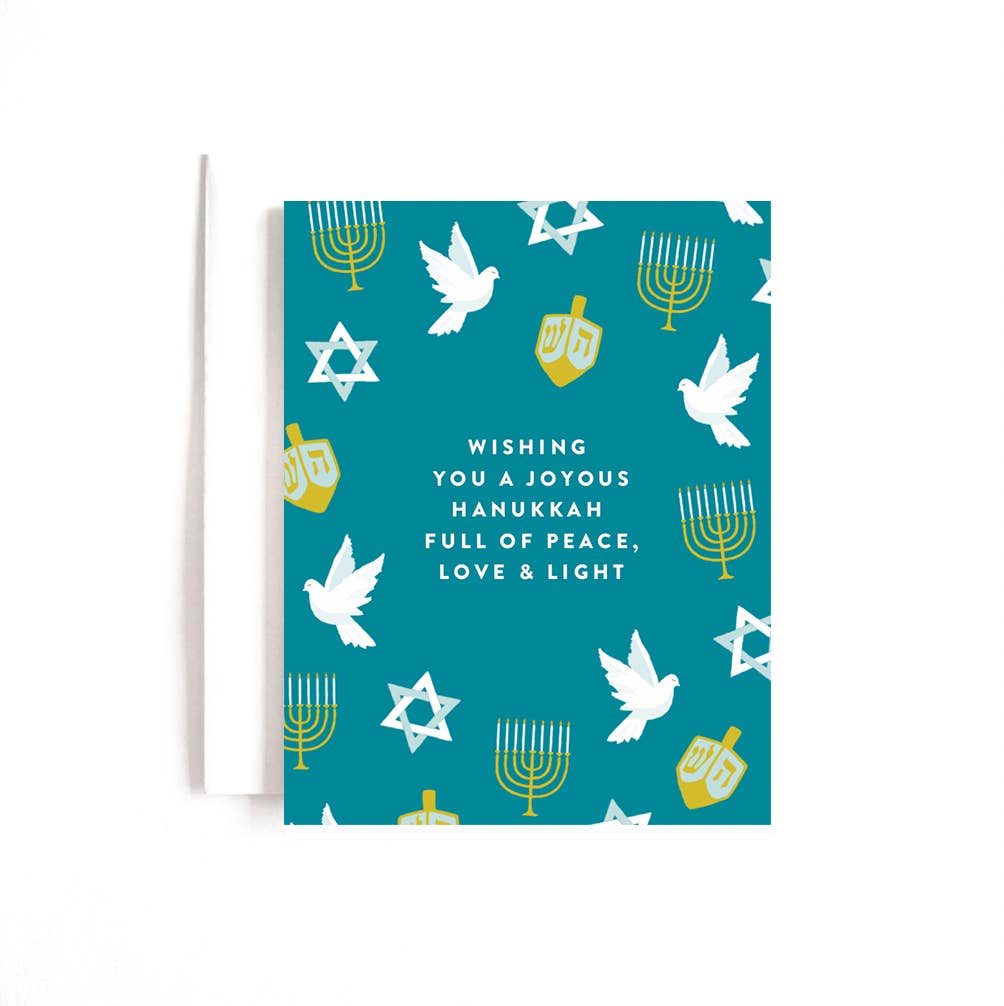 Peace, Love & Light Illustrated Hanukkah Card