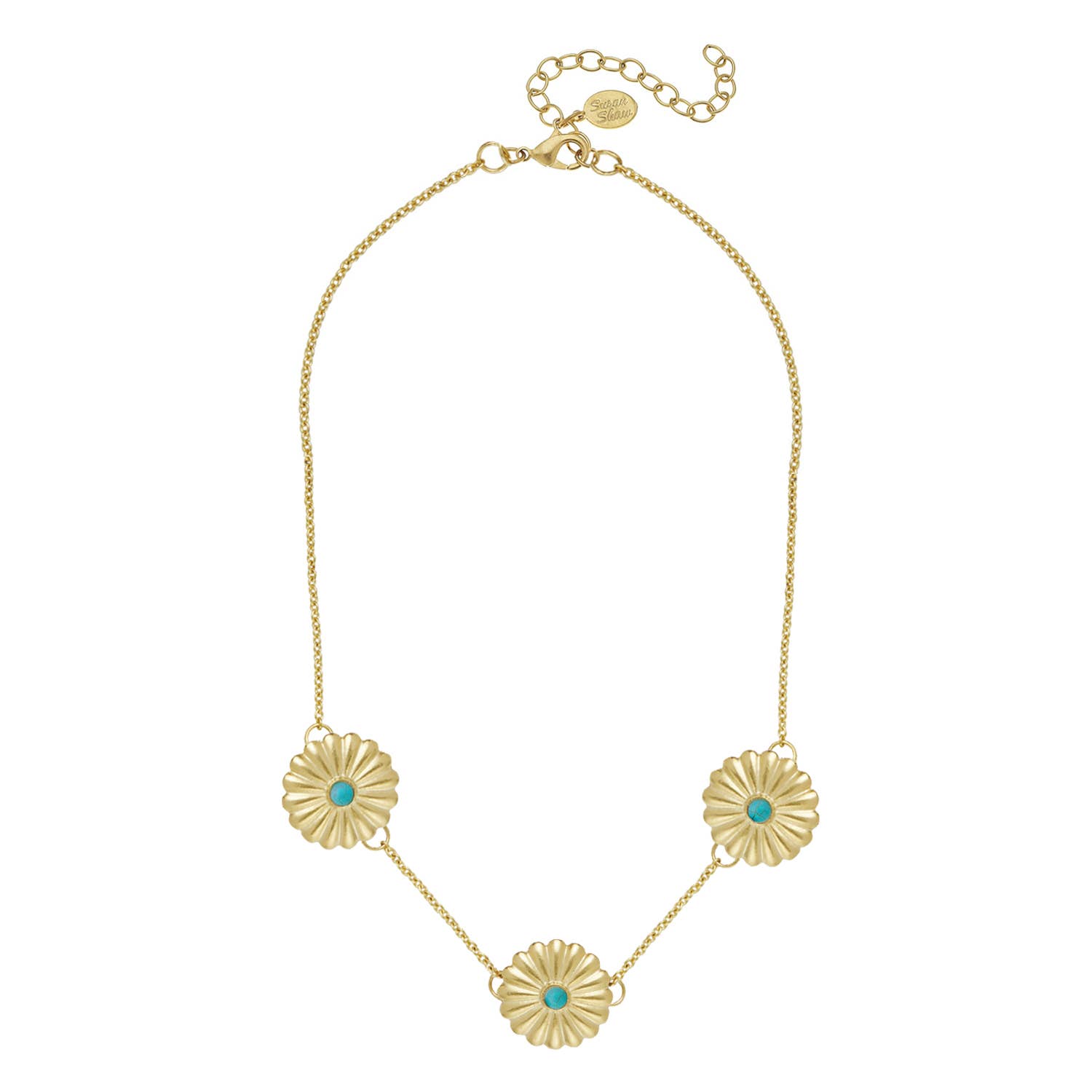 Gold Concho w/ Turquoise Necklace