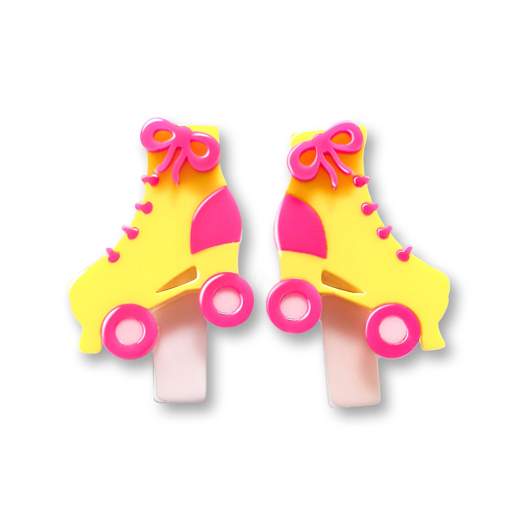Roller Skates Pink Yellow Alligator Clip