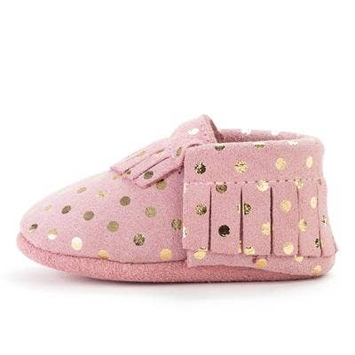 Confetti Pink Gold Baby Moccasins