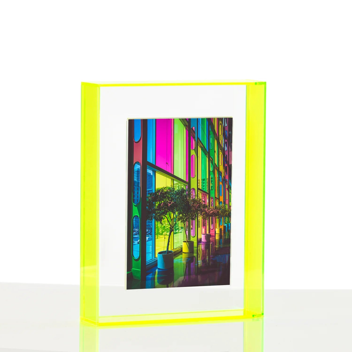 Acrylic Neon Yellow Float Frame 4x6