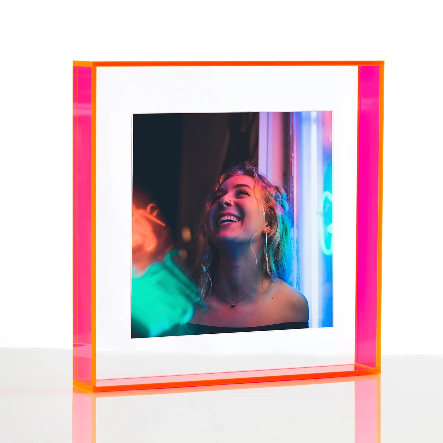 Acrylic Neon Pink Float Frame 8x8