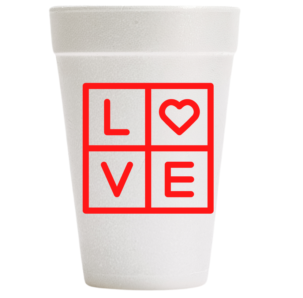Valentine's Day Love Squared Styro Cups