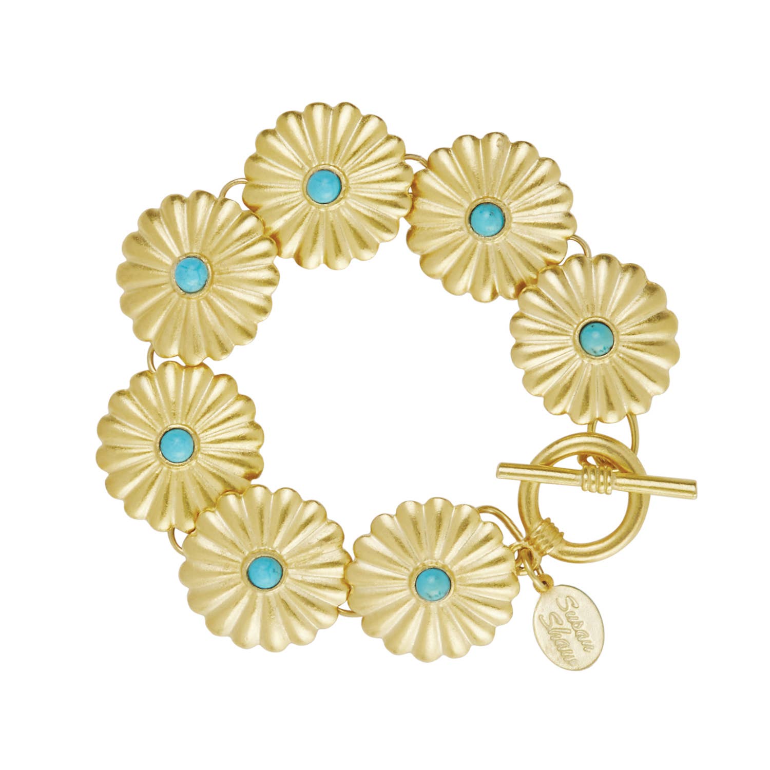 Gold Concho w/ Turquoise Toggle Bracelet