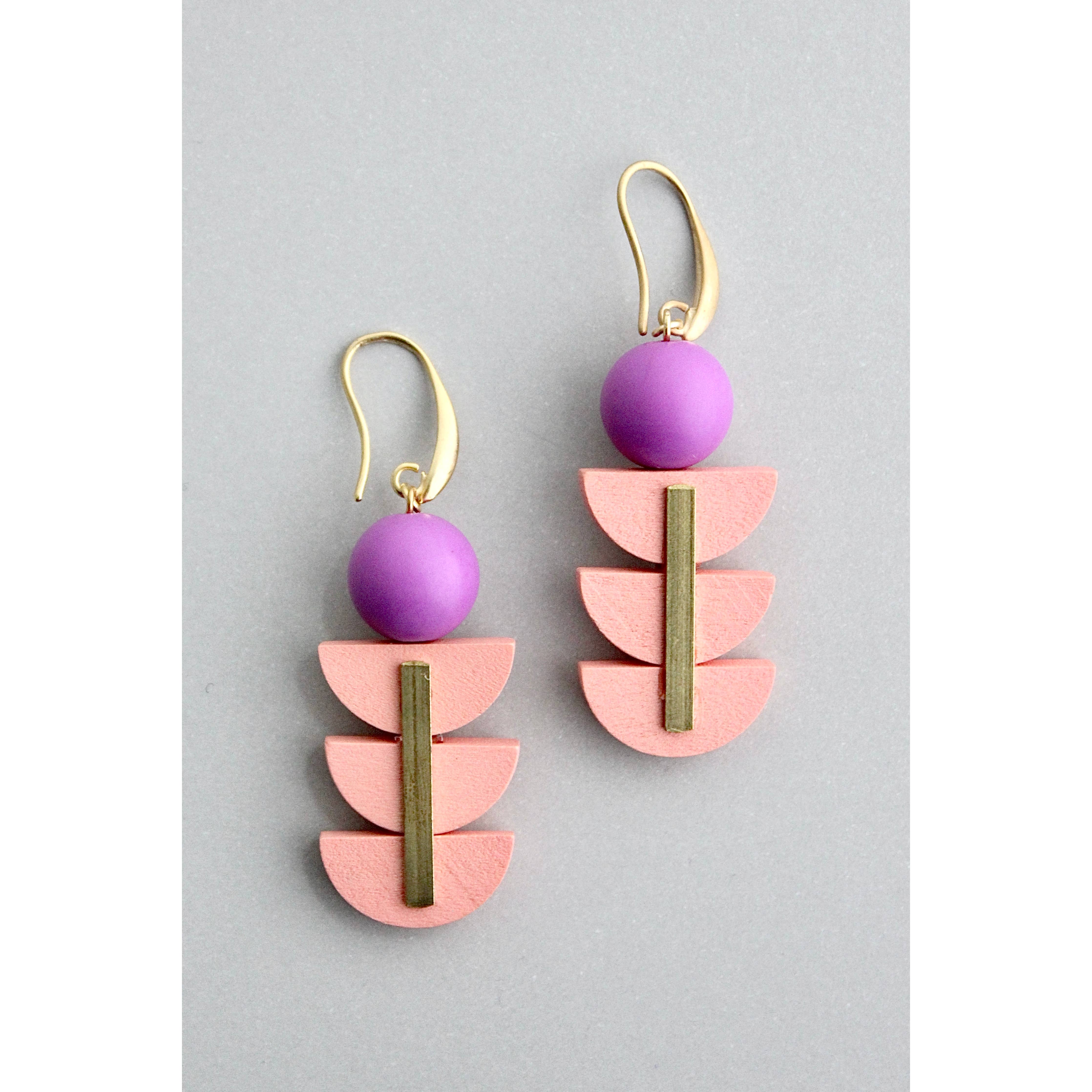 Pink & Purple Geometric Earrings