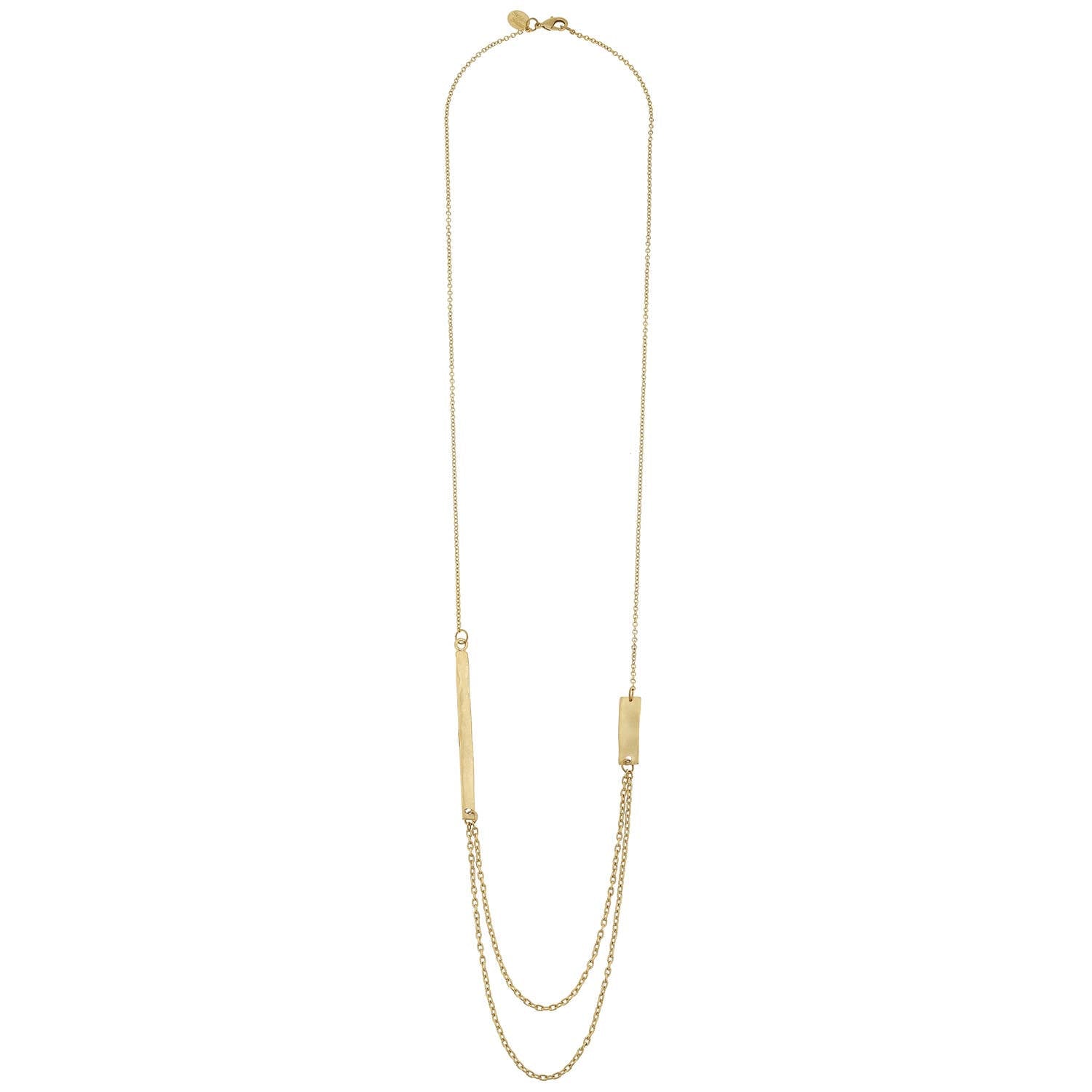 Long Double Chain Bar Necklace