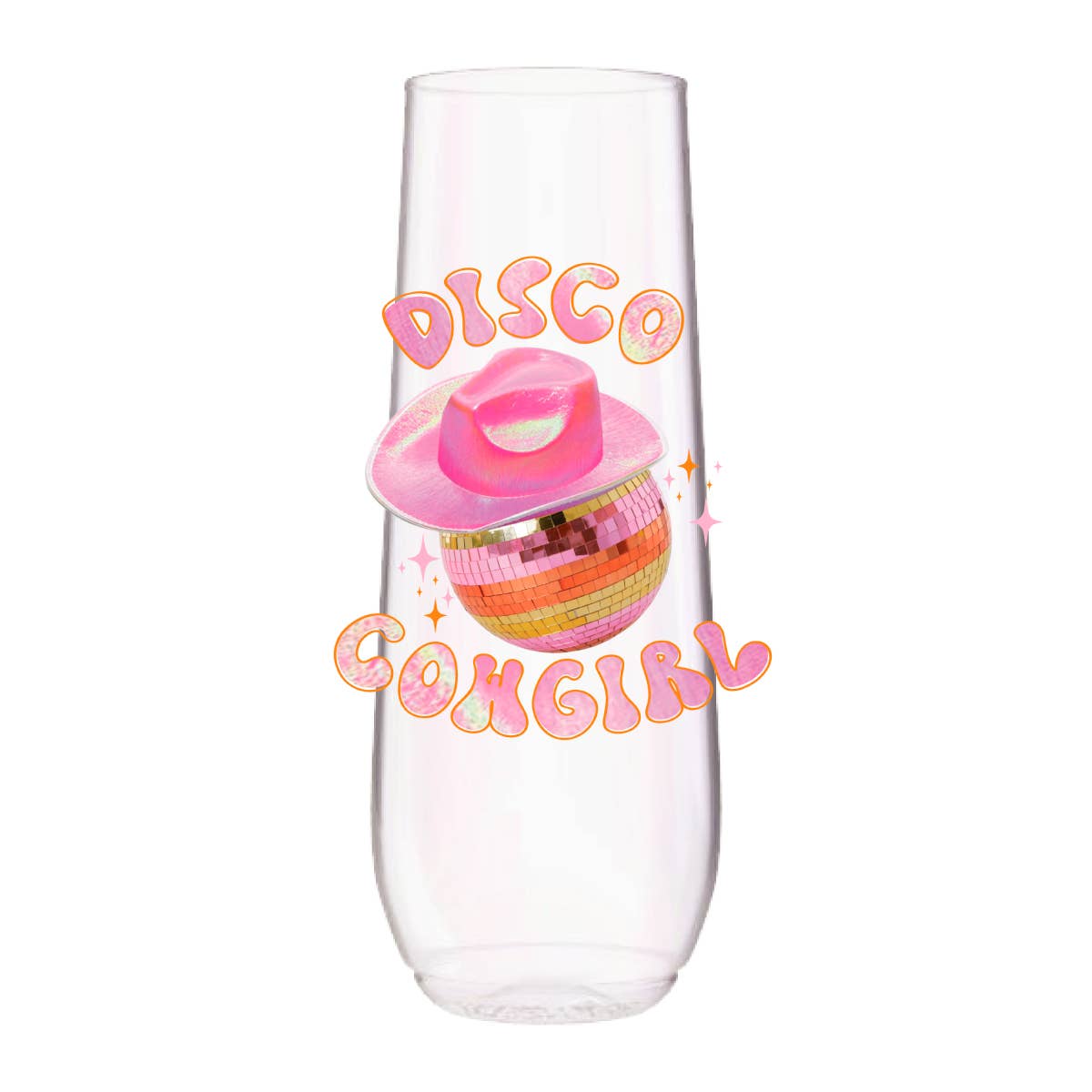Disco Cowgirl Champagne Flute Tossware 4ct