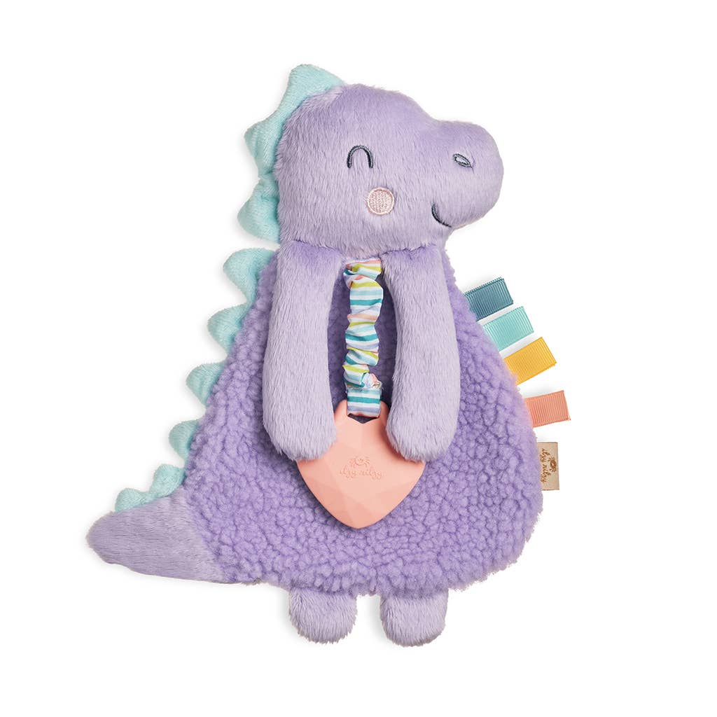 Itzy Lovey™ Plush with Silicone Teether Toy - Purple Dino