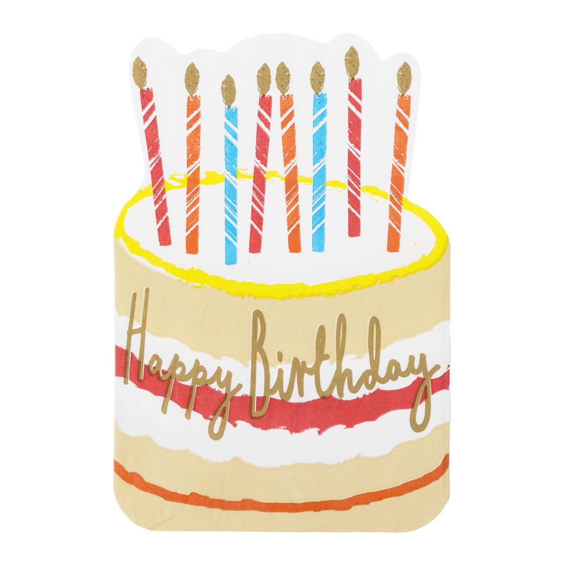 Cake Shaped Happy Birthday - Cocktail Napkins