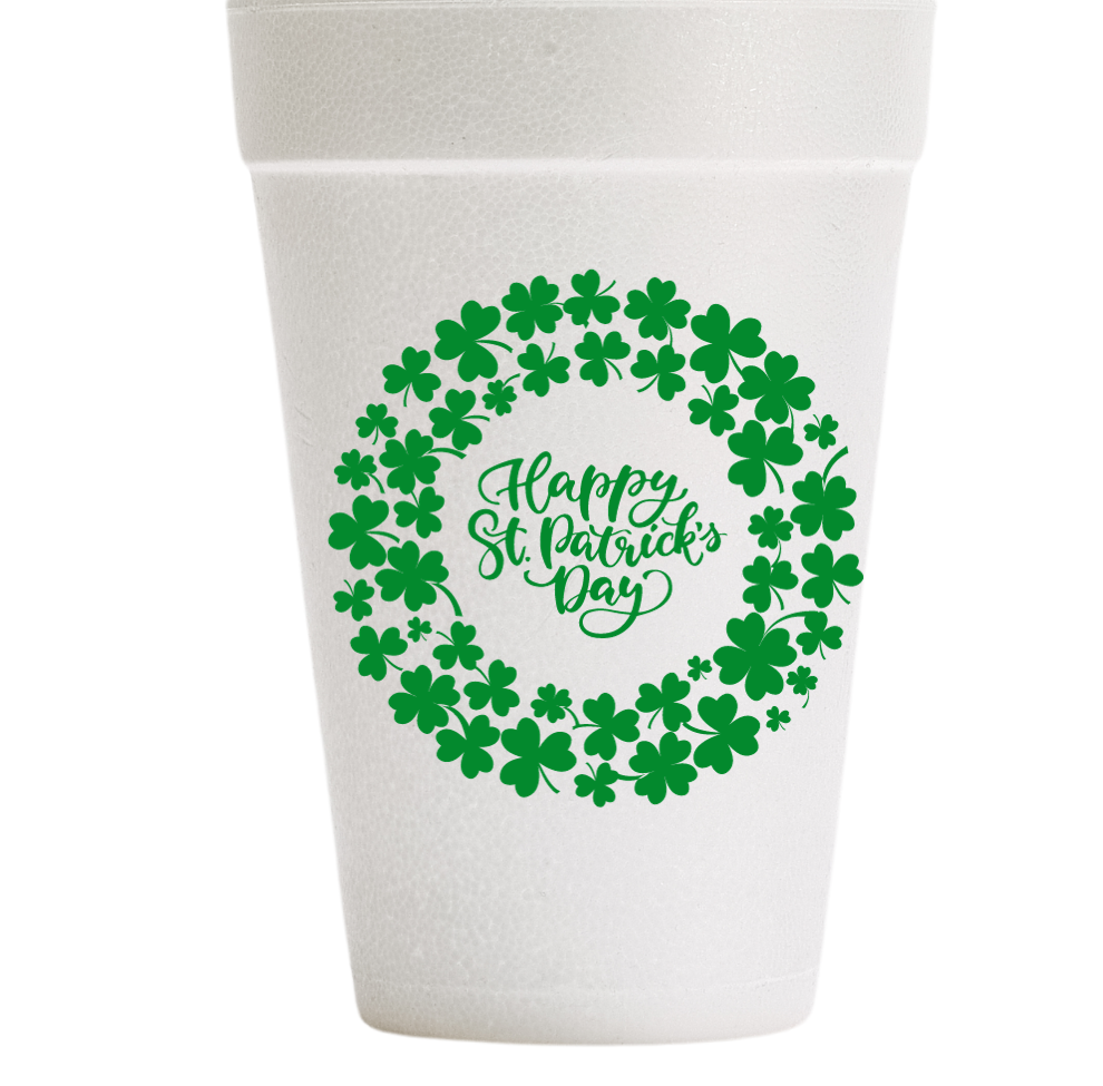 St. Patrick's Day Clover Wreath Foam Cups