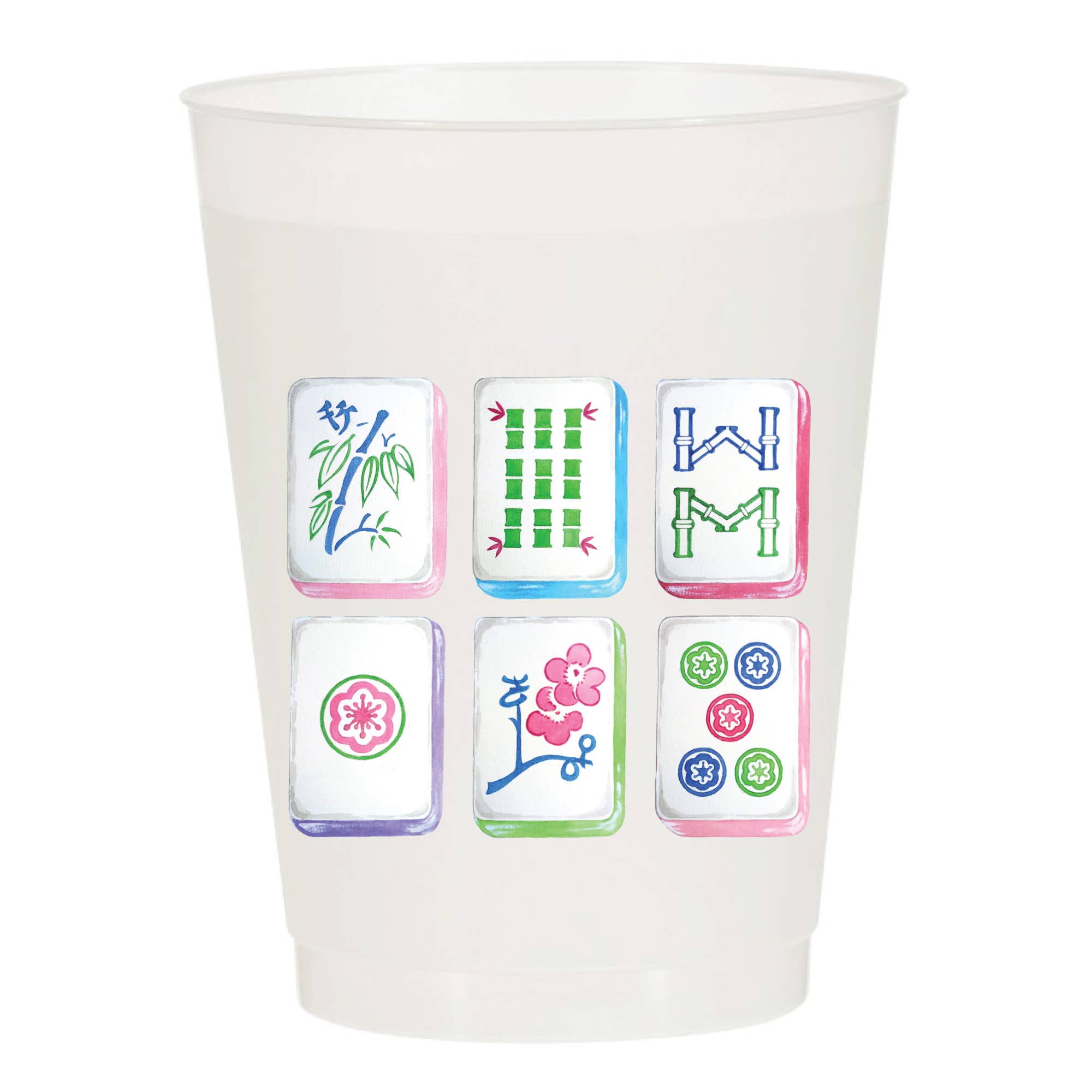 Mahjong Tiles Frosted Cups S/6
